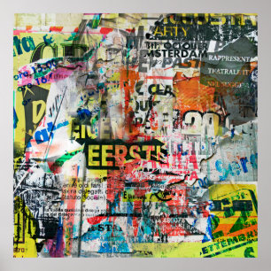 Póster Fondo grueso con el viejo postersposter desgarrado