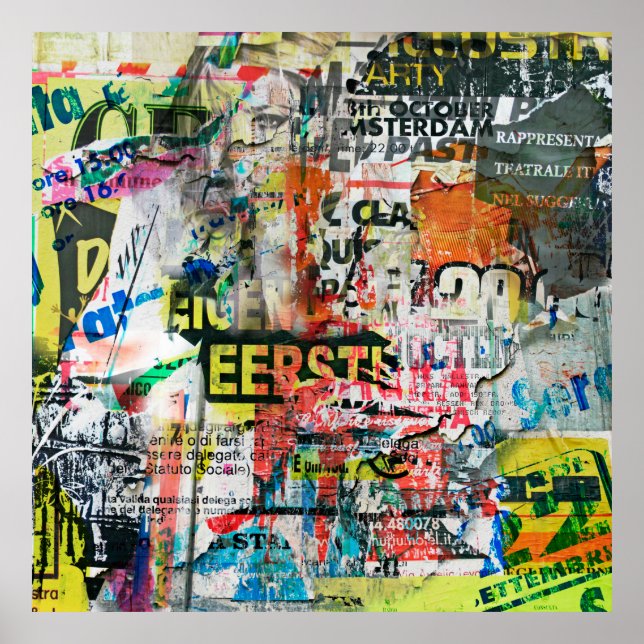 Póster Fondo grueso con el viejo postersposter desgarrado (Frente)