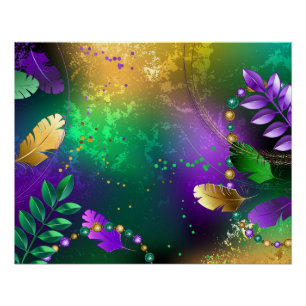 Póster Fondo iridiscente de Mardi Gras con cuentas