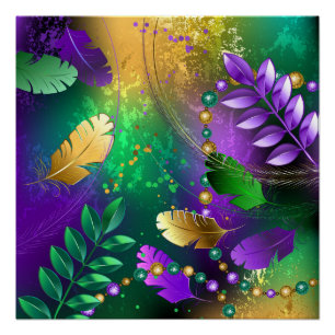 Póster Fondo irlandés mardi gras con cuentas