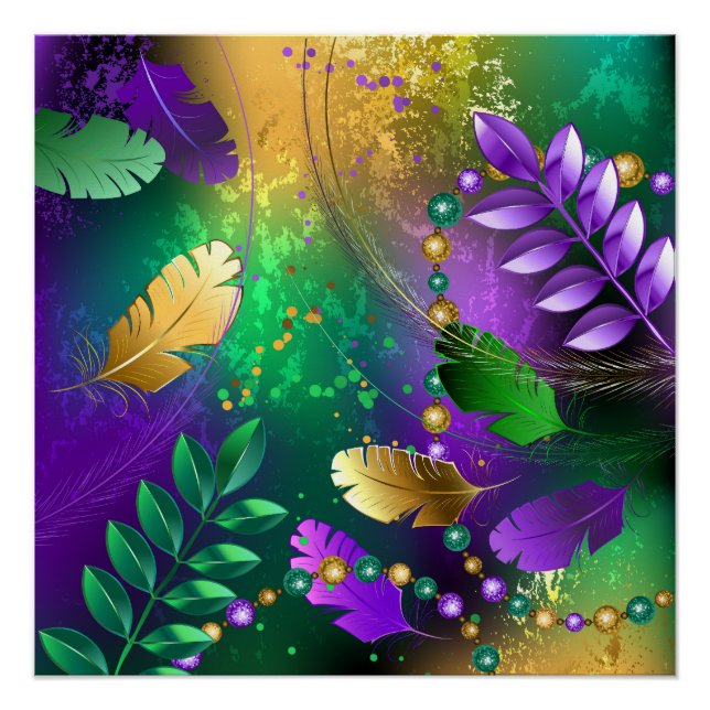 Póster Fondo irlandés mardi gras con cuentas (Anverso)