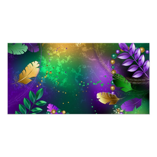 Póster Fondo irlandés mardi gras con cuentas (Anverso)