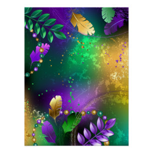 Póster Fondo irlandés mardi gras con cuentas