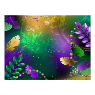 Póster Fondo irlandés mardi gras con cuentas