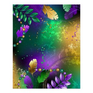 Póster Fondo irlandés mardi gras con cuentas