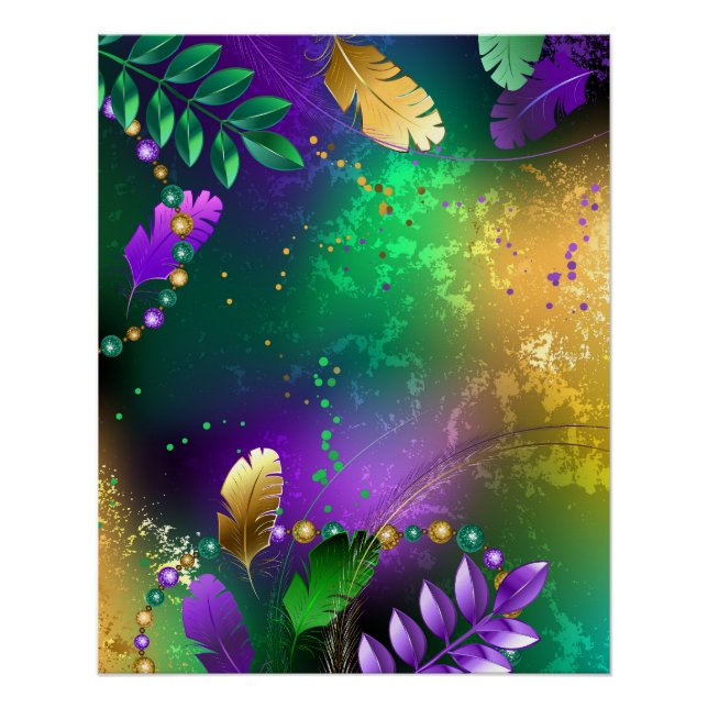 Póster Fondo irlandés mardi gras con cuentas (Anverso)