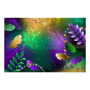 Póster Fondo irlandés mardi gras con cuentas