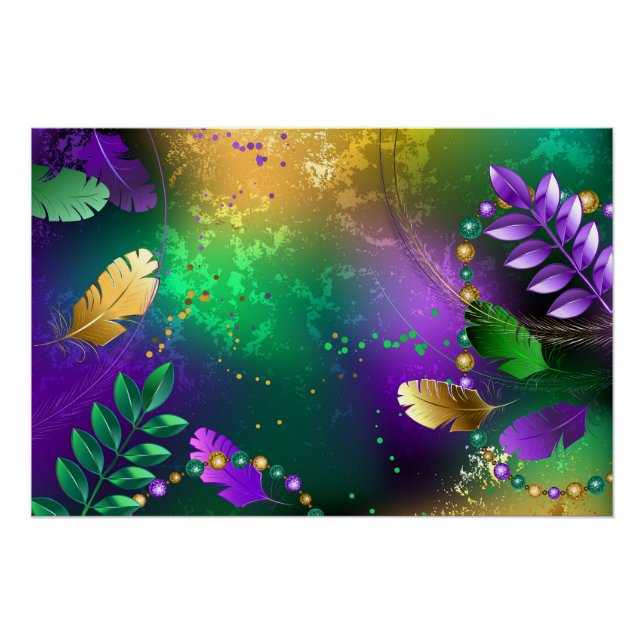 Póster Fondo irlandés mardi gras con cuentas (Anverso)