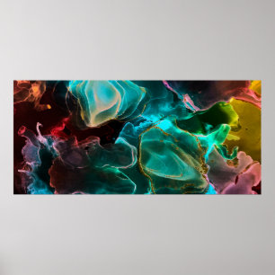 Póster Fondo mágico. Pintura de mano. Agua de creatividad