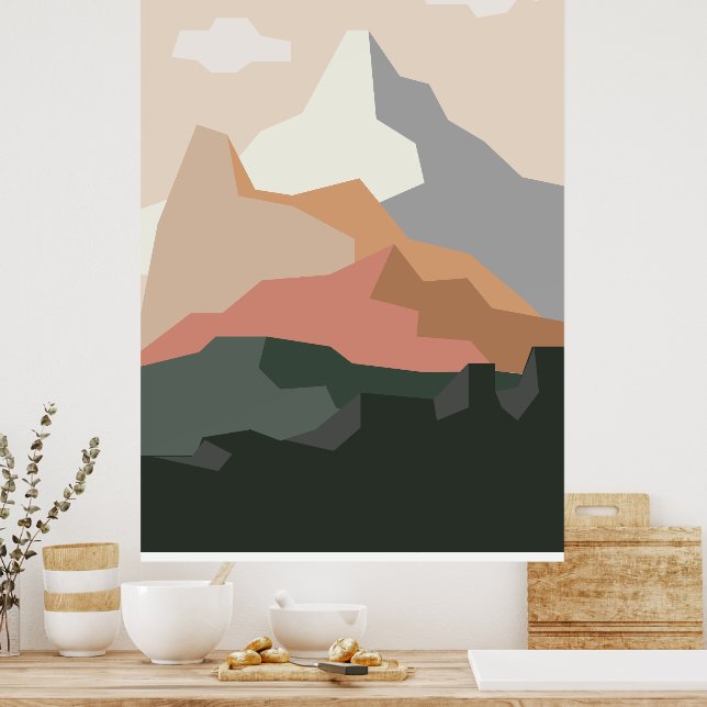 Póster Fondo minimalista de montaña (Cocina)