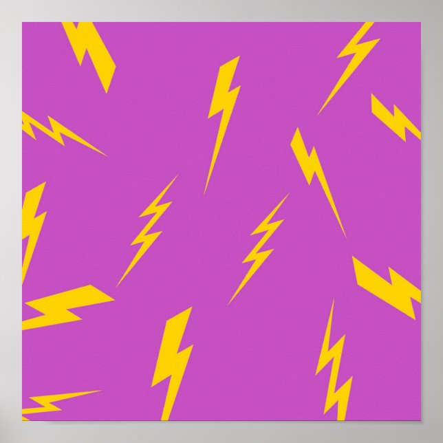 Póster Fondo Morado de Relámpago Patrón Y2K (Frente)