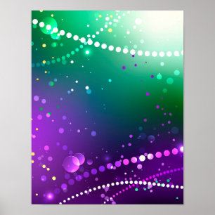 Póster Fondo morado festivo de Mardi Gras
