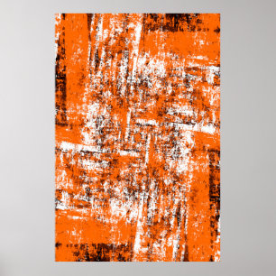 Póster Fondo moreno oscuro. Naranja blanco negro o