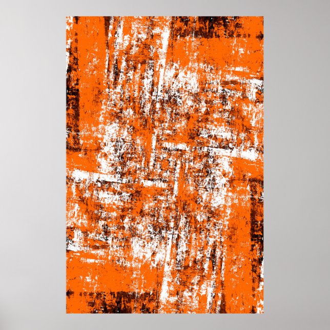 Póster Fondo moreno oscuro. Naranja blanco negro o (Frente)