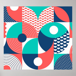 Póster Fondo Mural Geométrico Moderno Vintage
