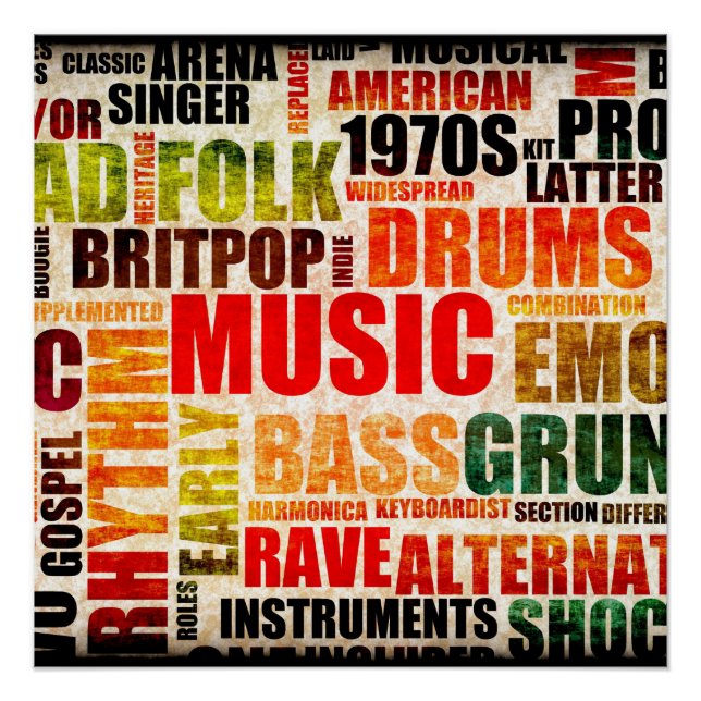 Póster Fondo musical con diferentes géneros y tipos (Anverso)