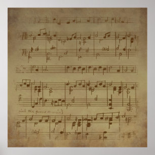 Póster Fondo musical de hojas de época