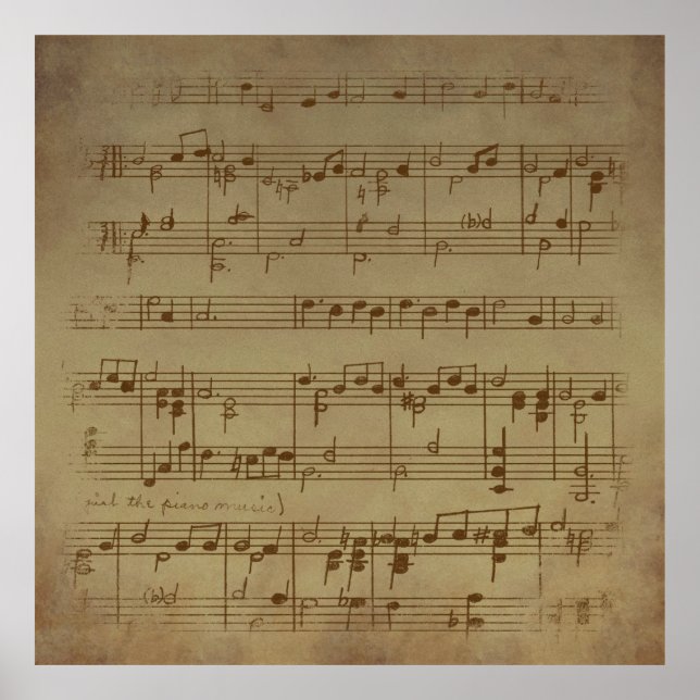 Póster Fondo musical de hojas de época (Frente)