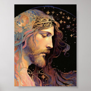 Póster Fondo negro de cristal contenido por Jesús
