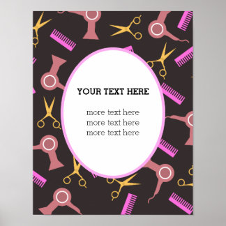 Póster Fondo negro del salón del pelo poster