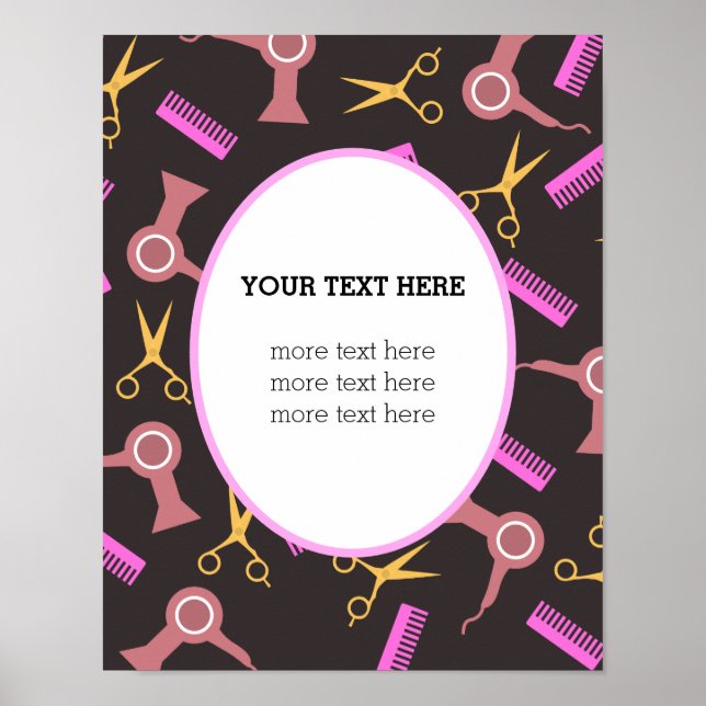 Póster Fondo negro del salón del pelo poster (Frente)