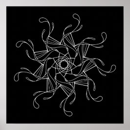 Póster Fondo negro Mandala Coloración para adultos grande