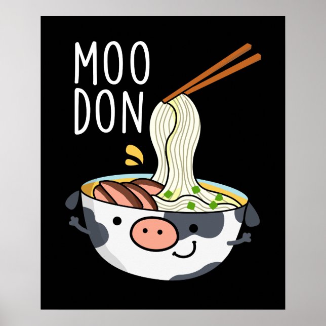 Póster Fondo oscuro divertido de Moo-don Udon Pun (Frente)