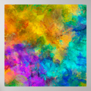 Póster fondo pintado de arco iris vibrante abstracto de a