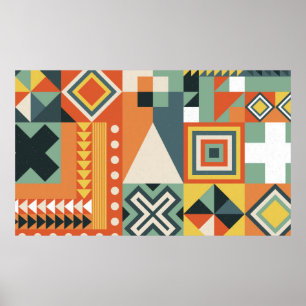 Póster Fondo recolectado de formas geométricas en un si