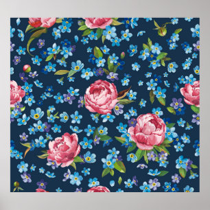 Póster Fondo retro elegante de los peones rosados