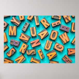 Póster fondo superior de letras aleatorias - letra vintag