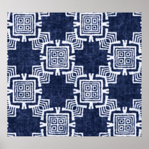 Póster Fondo texturizado a cuadros índigo retorcido.