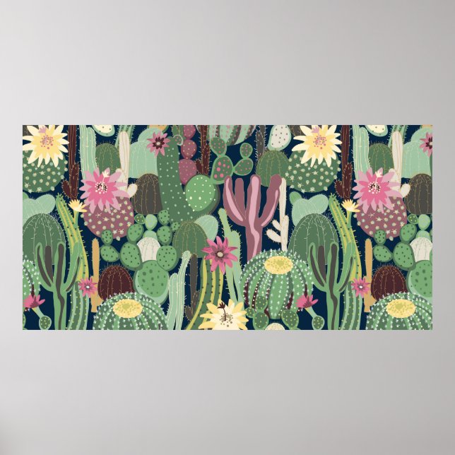 Póster fondo transparente con cactus (Frente)