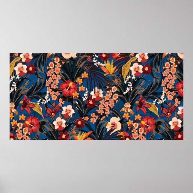 Póster Fondo tropical de verano moderno con una selva pro (Frente)