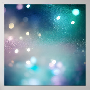 Póster Fondo verde azulado de Bokeh