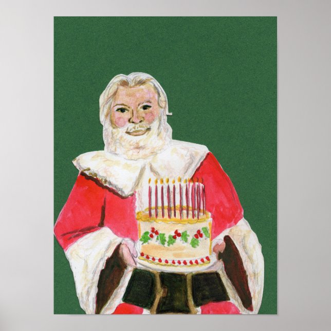 Póster Fondo verde de celebración de Santa (Frente)