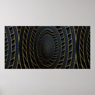 Póster Fondos de papel de lujo cortados con línea dorada 