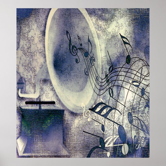 Póster Fonógrafo de época y música (Frente)