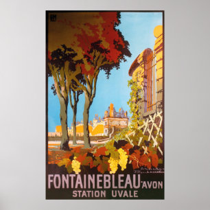 Póster Fontainebleau Avon Station Uvale Vintage Travel