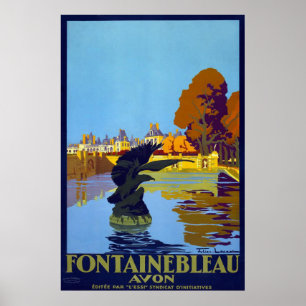 Póster Fontainebleau, Poster de Viajes de France Vintage