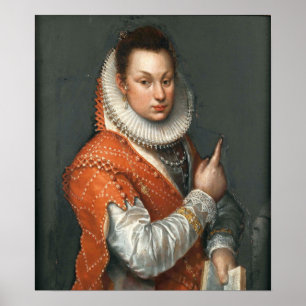 Póster Fontana - Dama con gorguera sosteniendo un libro e