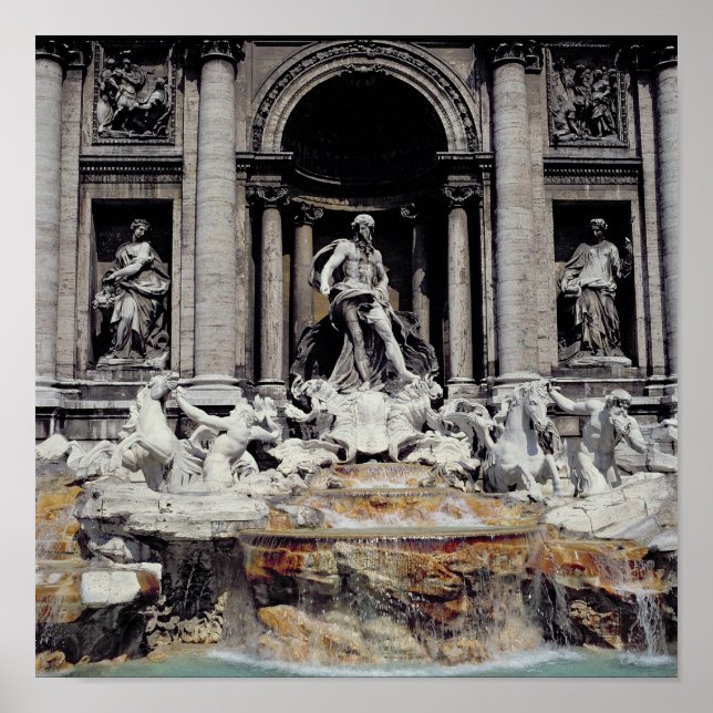 Póster Fontana de Trevi, construida 1732-62 (Frente)