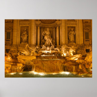 Póster Fontana de Trevi de noche (HDR)