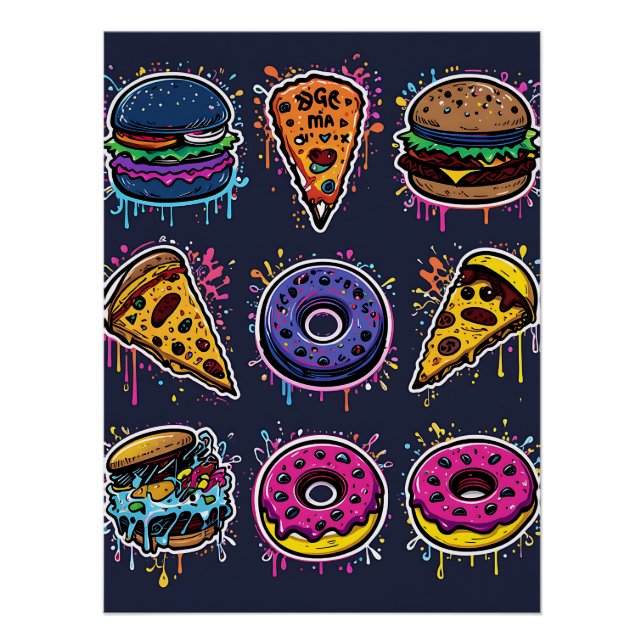 Póster Food Frenzy: Graffiti Comfort Food (Anverso)