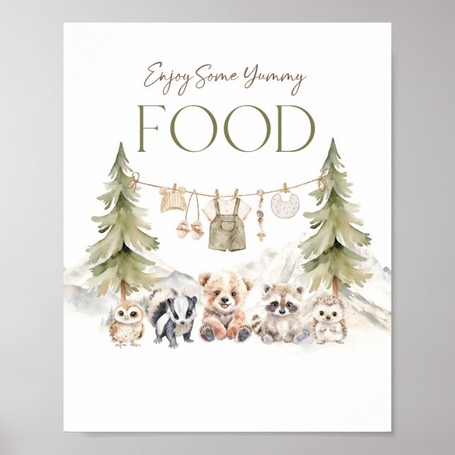 Póster Food Sign Woodland Adventure Boy Baby Shower (Frente)