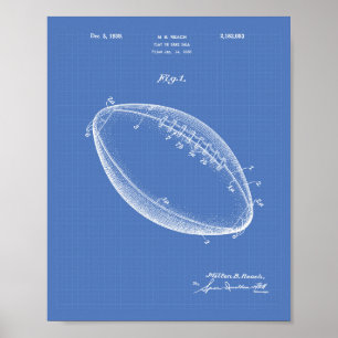 Póster Football 1939 Patent Art - Blueprint