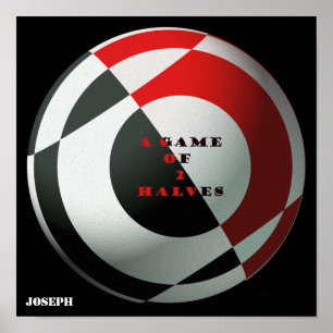 Póster Football A Game of 2 Halves Red and Black