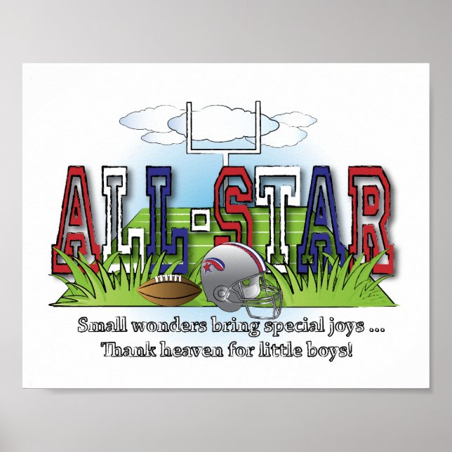Póster Football All-Star Boys Room Wall Art (Frente)