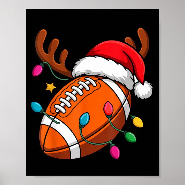 Póster Football American Reindeer Horns Christmas Xmas Ba (Frente)