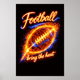 Póster Football Bring the Heat Fiery Ball Sports Design |